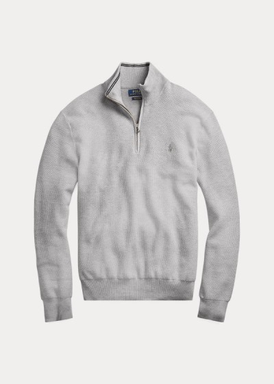 Sueter Polo Ralph Lauren Hombre Grises - Cotton Half-Zip - YFCED4623